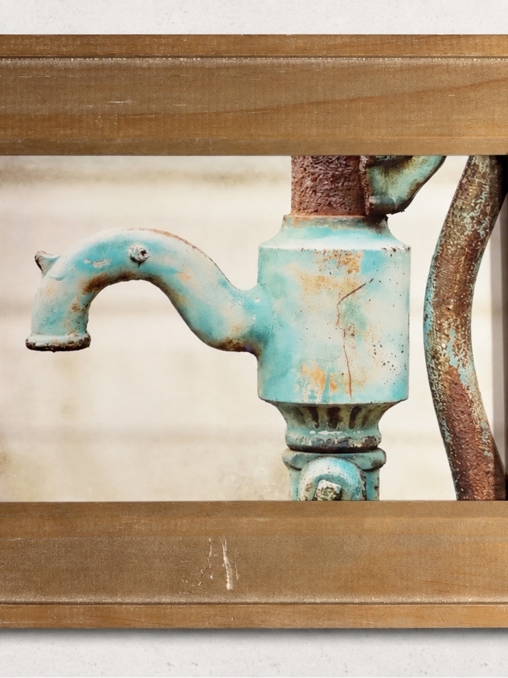 Signed Photography Art Rustic Turquoise Water Pump Framed 10x8 Farmhouse Decor